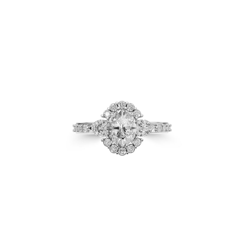 Legacy Oval Diamond With Two Side Pear Cut  Engagement Ring