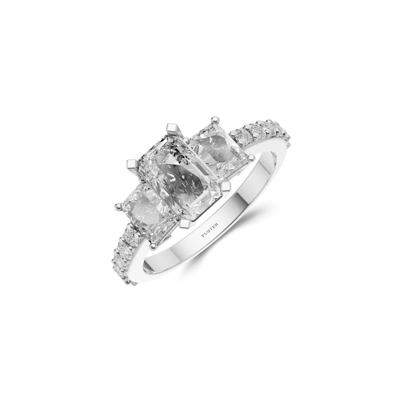 Bague de fiançailles en diamant baguette à deux faces et taille émeraude flamboyante