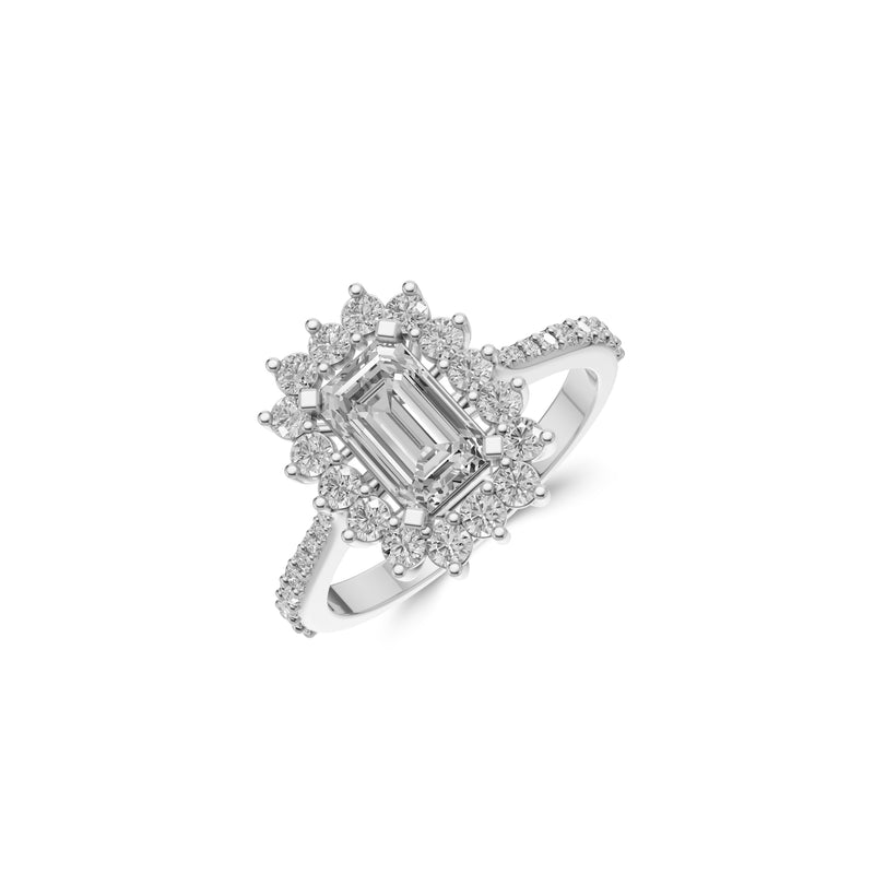 Bague de fiançailles en diamant en forme d'émeraude Icon