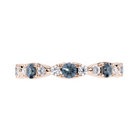 Anillo navette de diamantes y azul agua 