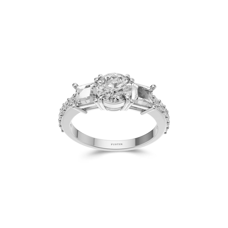 Bague de fiançailles en diamant princesse taille ronde avec deux côtés