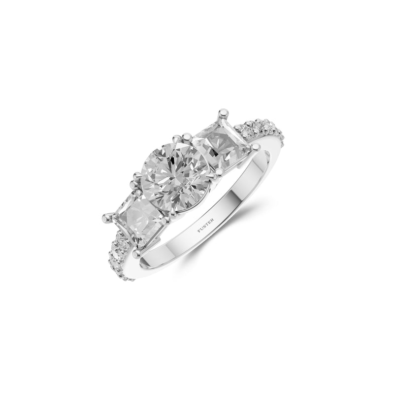 Bague de fiançailles en diamant princesse taille ronde avec deux côtés
