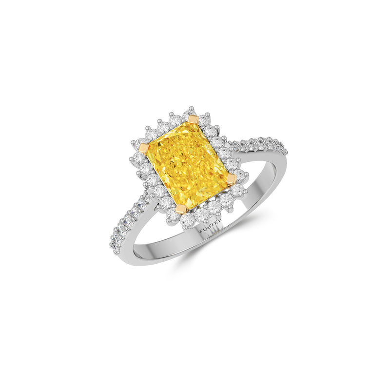 Emerald Cut Yellow Diamond Engagement Ring