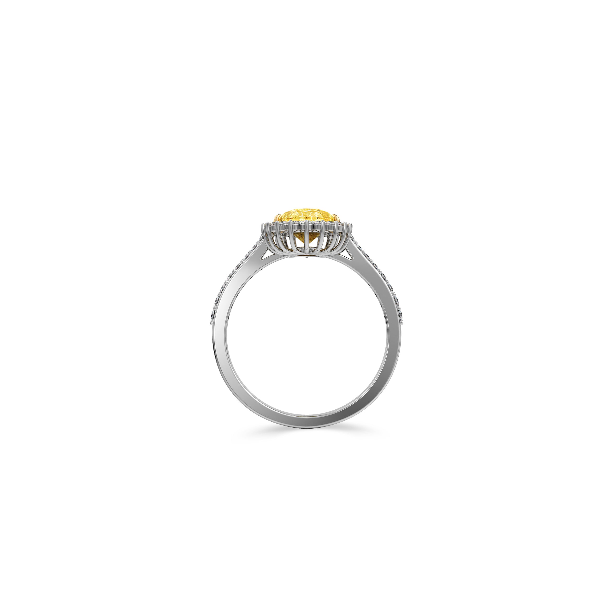 Icon Pear Shape Yellow Diamond and White Diamond Engagement Ring