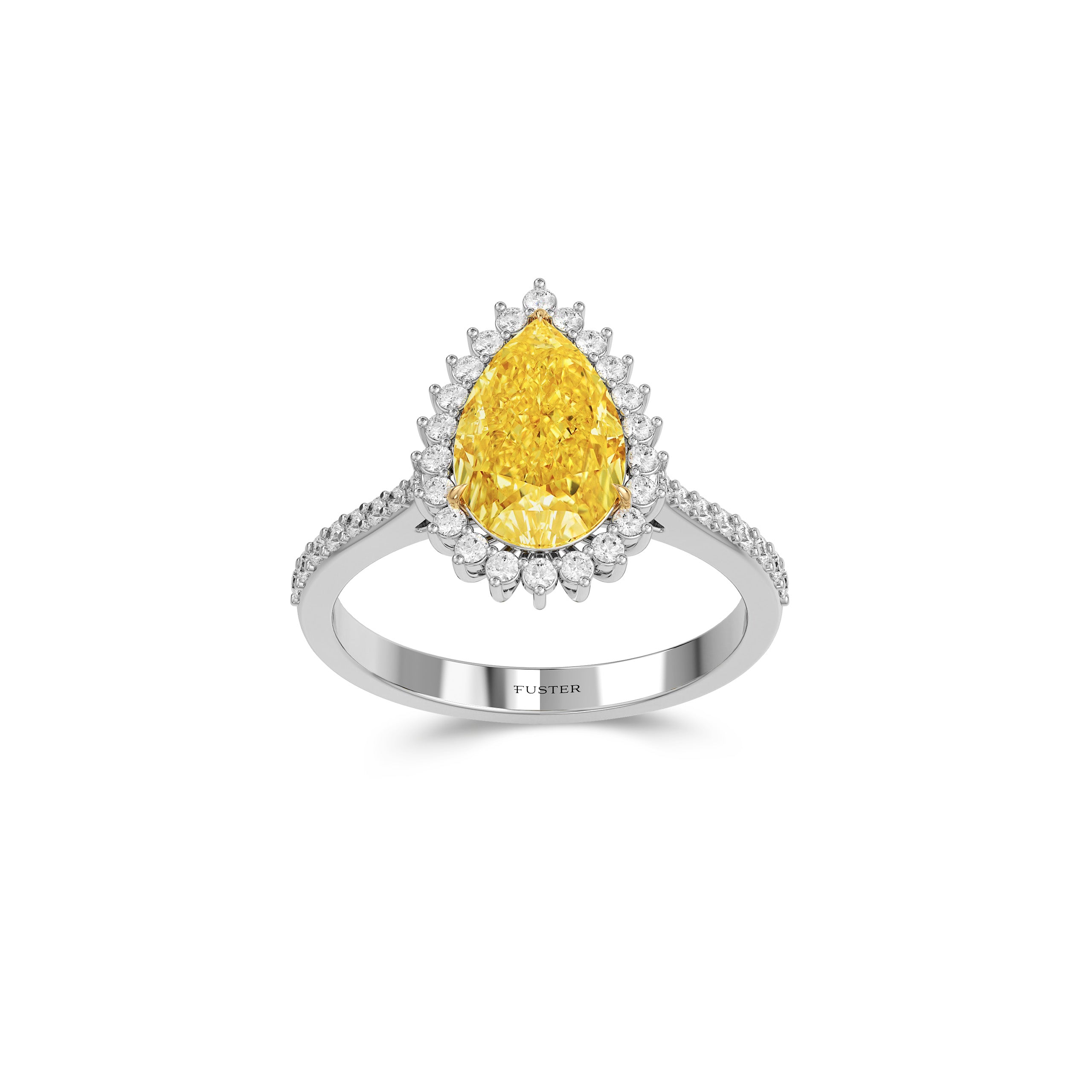 Icon Pear Shape Yellow Diamond and White Diamond Engagement Ring