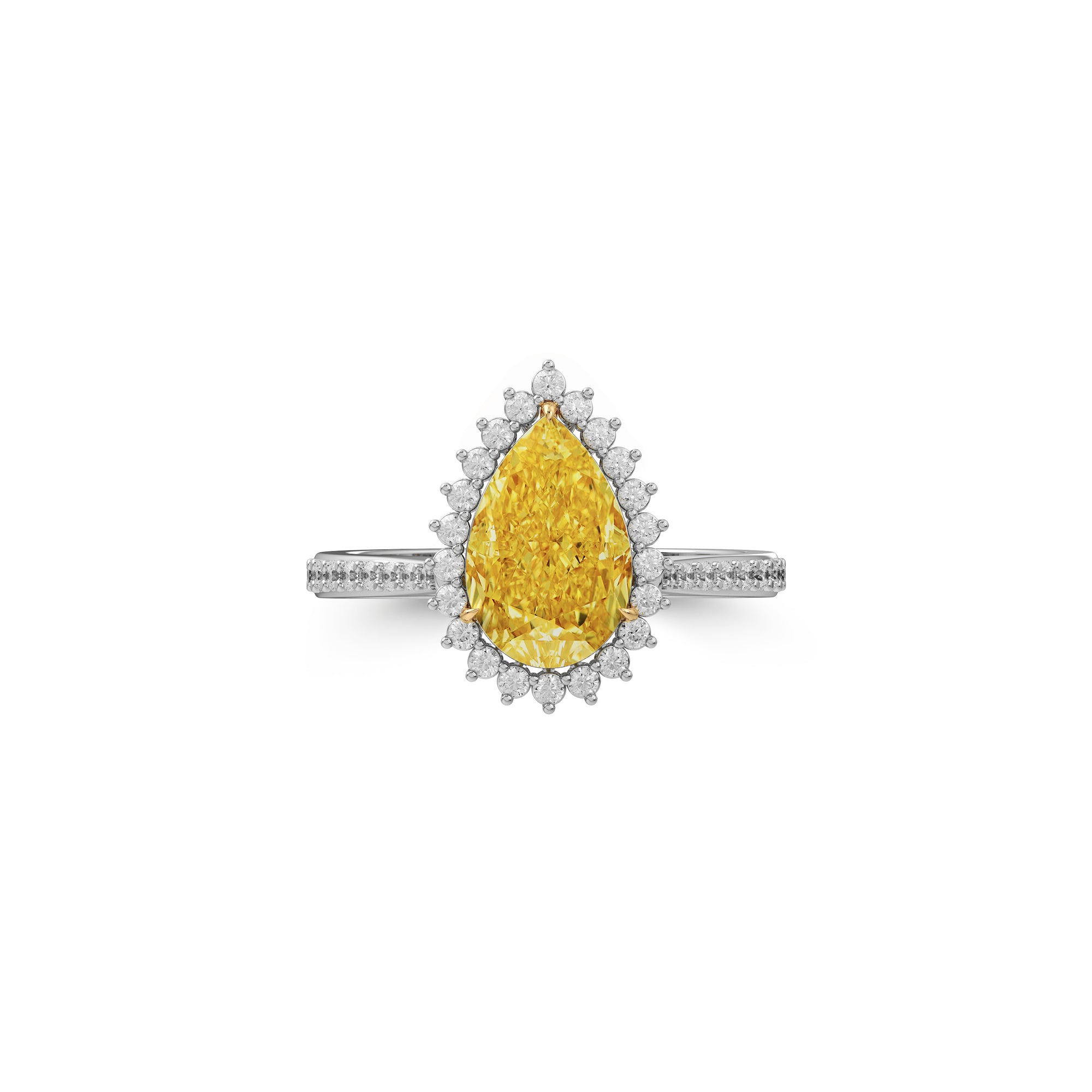 Icon Pear Shape Yellow Diamond and White Diamond Engagement Ring