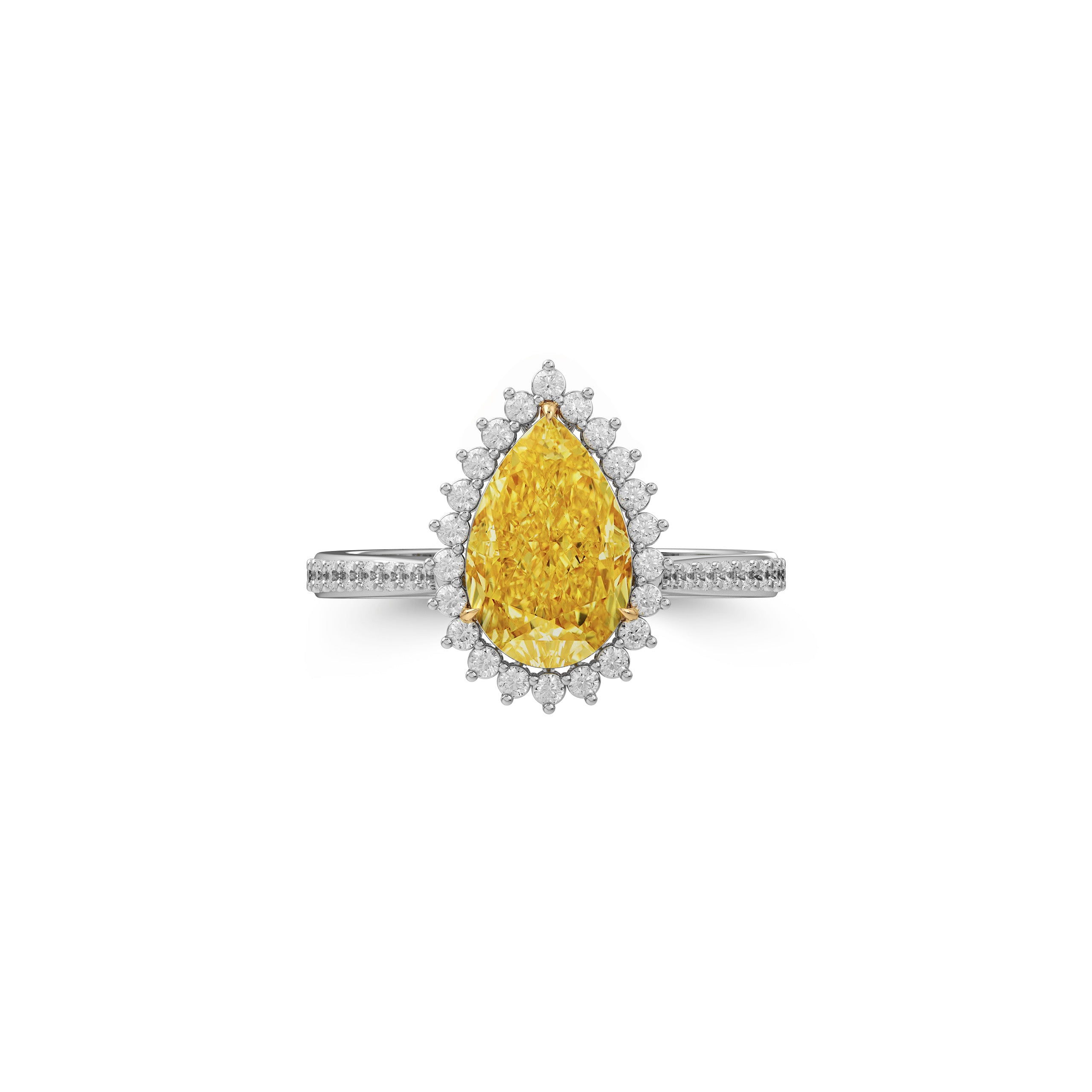 Icon Pear Shape Yellow Diamond and White Diamond Engagement Ring