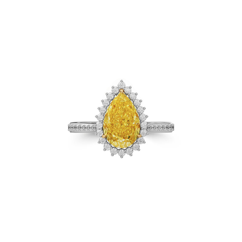 Icon Pear Shape Yellow Diamond and White Diamond Engagement Ring