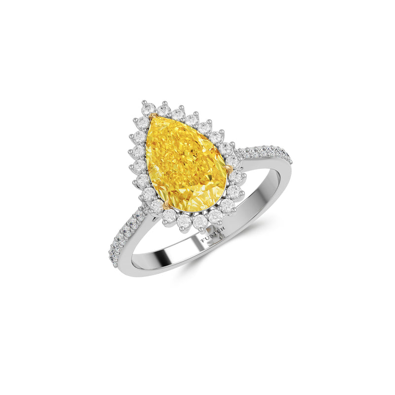 Icon Pear Shape Yellow Diamond and White Diamond Engagement Ring
