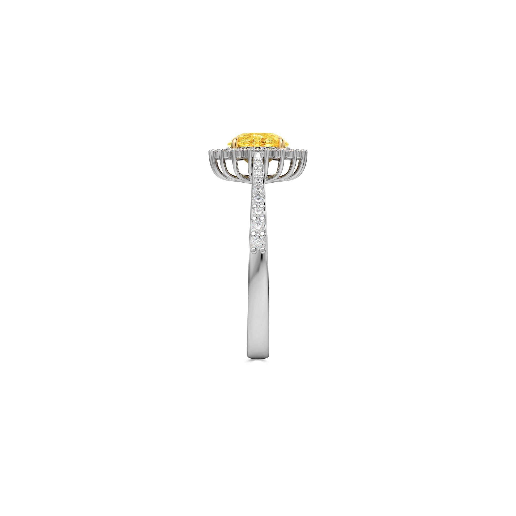 Icon Round Cut Yellow and White Diamond Engagement Ring