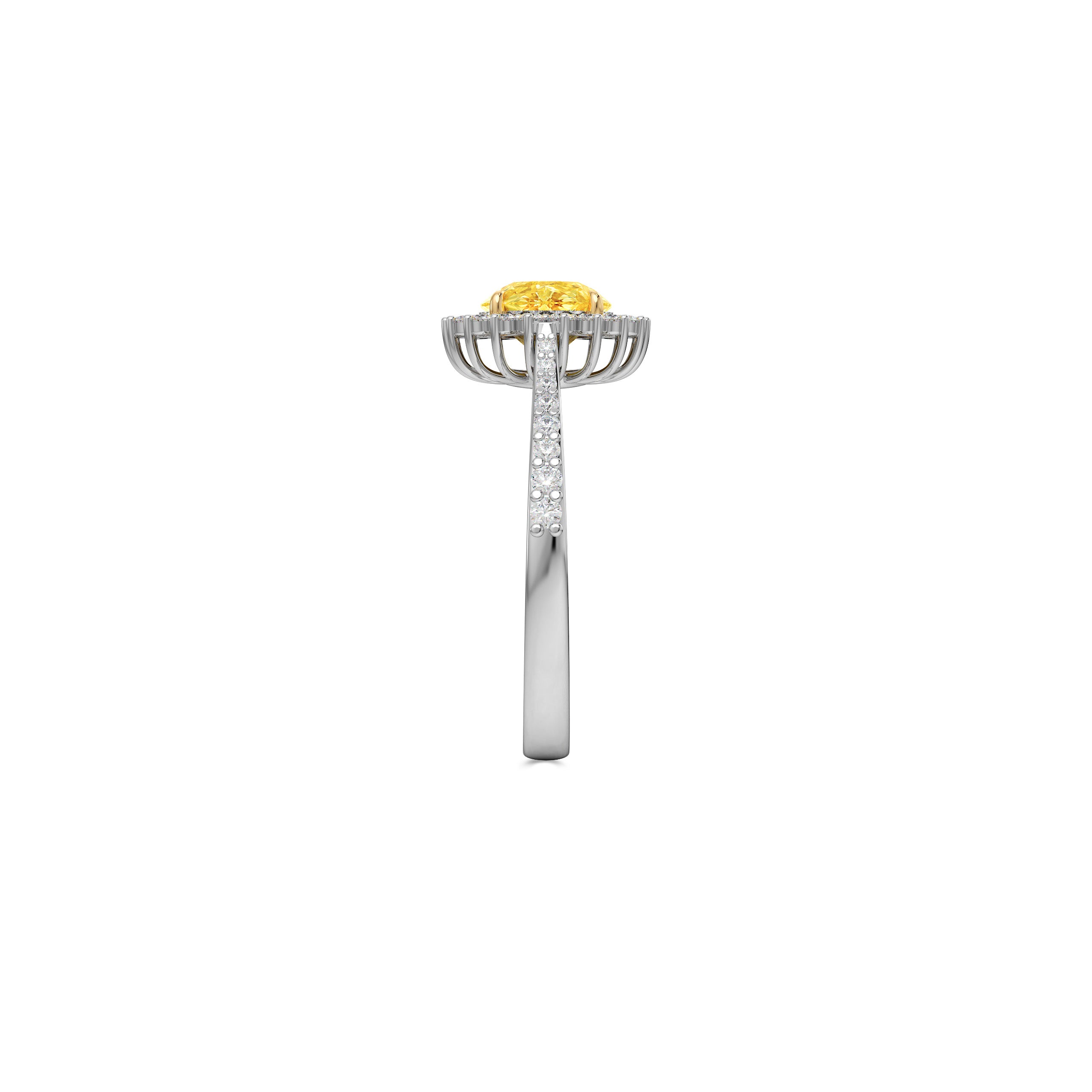 Icon Round Cut Yellow and White Diamond Engagement Ring