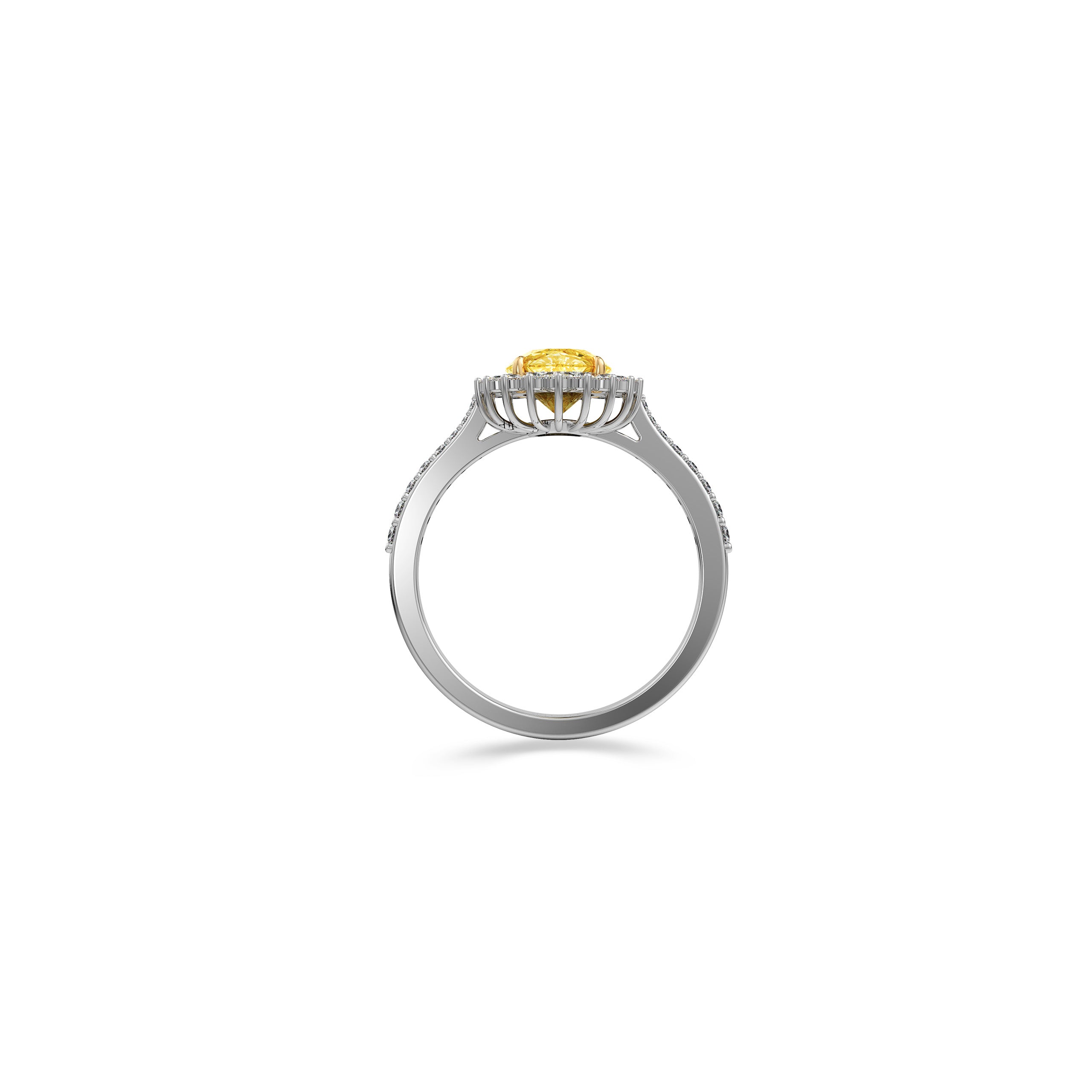 Icon Round Cut Yellow and White Diamond Engagement Ring