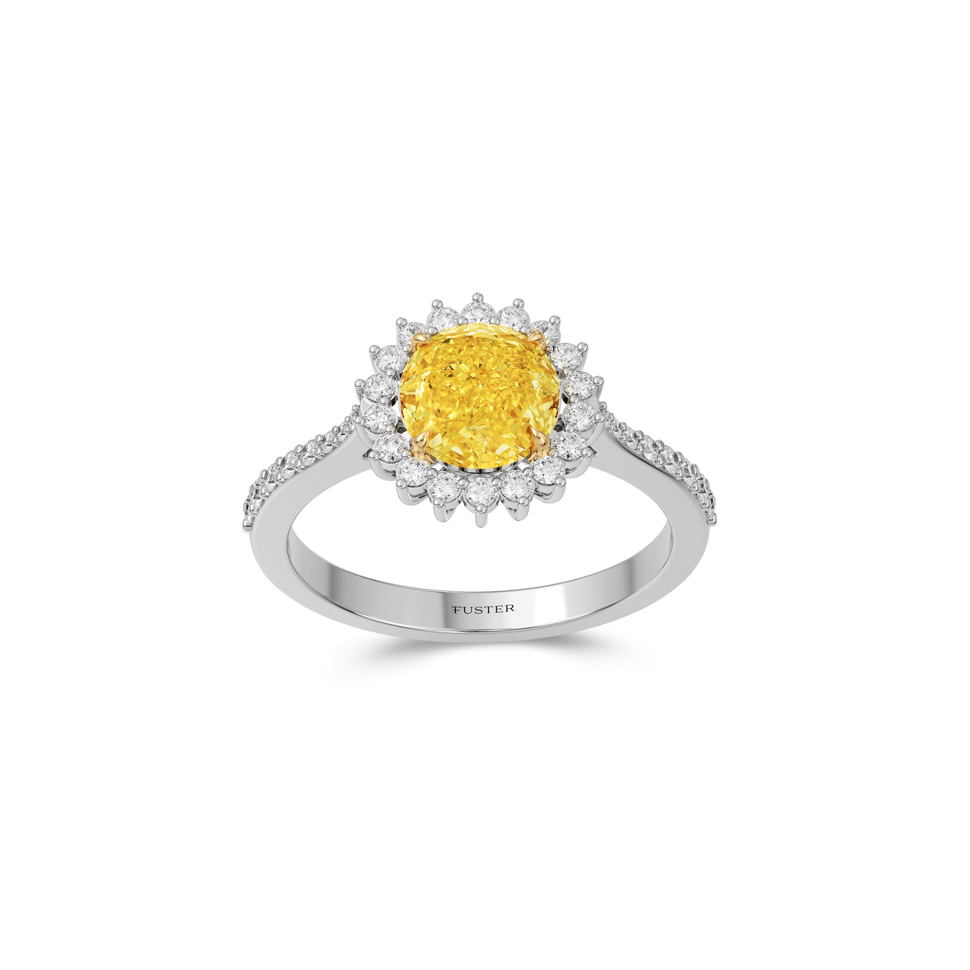 Icon Round Cut Yellow and White Diamond Engagement Ring