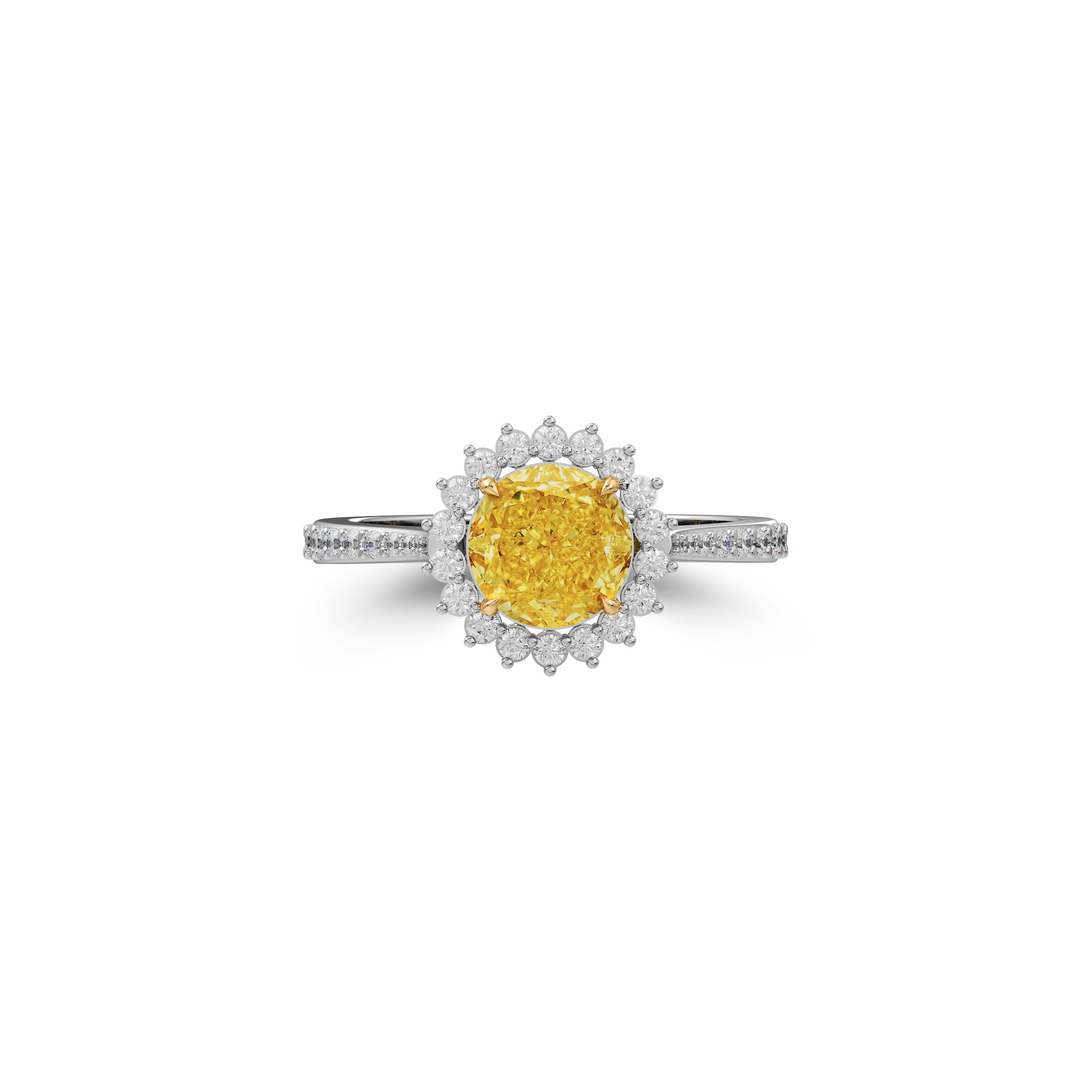 Icon Round Cut Yellow and White Diamond Engagement Ring