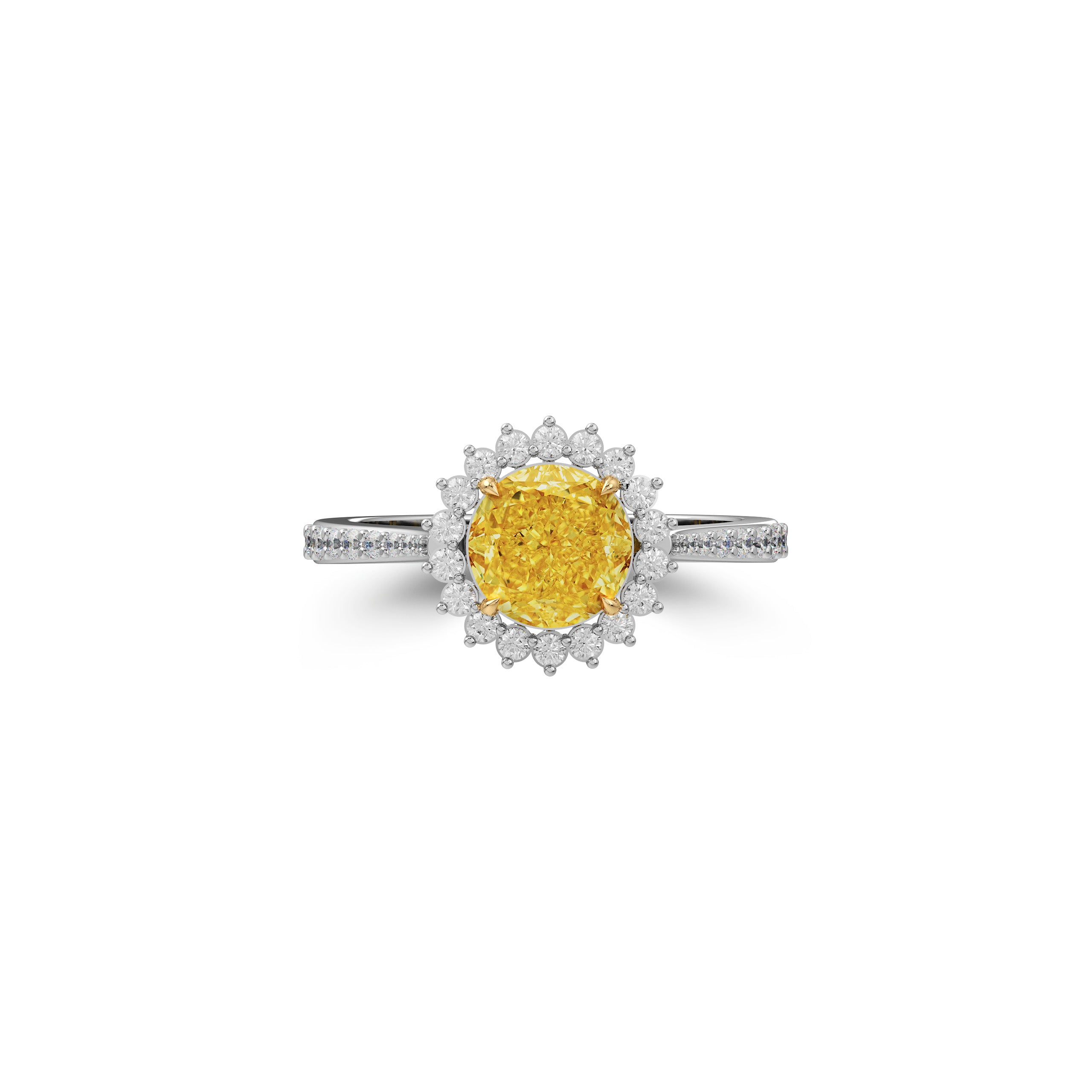 Icon Round Cut Yellow and White Diamond Engagement Ring
