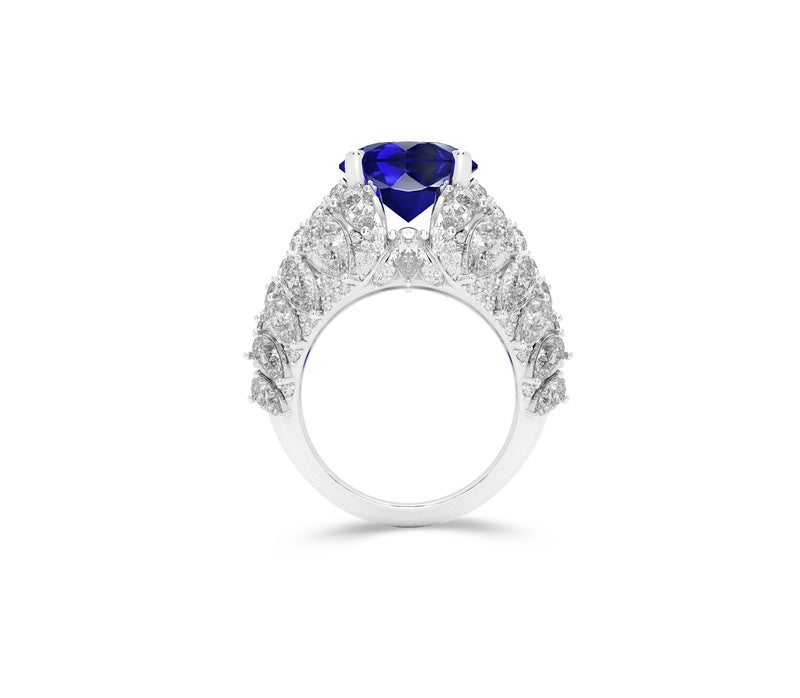 Oval Sapphire and Diamond Multi-Shape  High Jewellery Ring