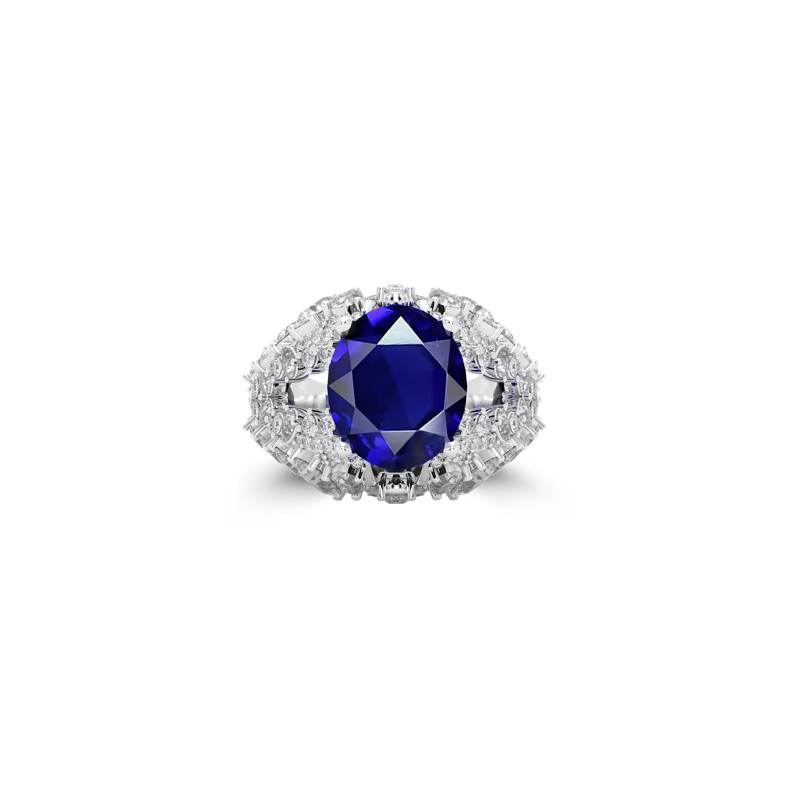 Oval Sapphire and Diamond Multi-Shape  High Jewellery Ring