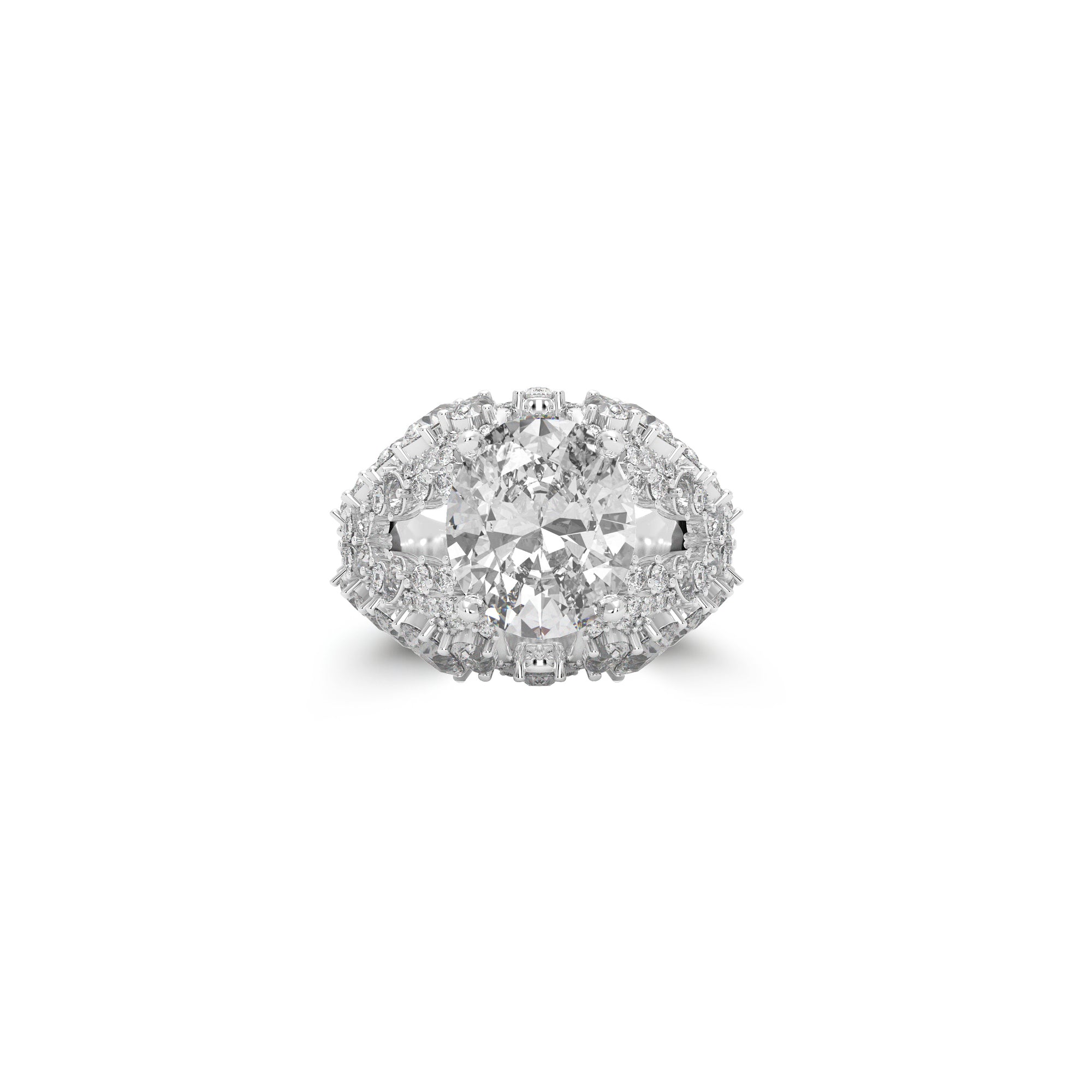 Oval Cut Diamond and Multi-Shape High Jewellery Ring