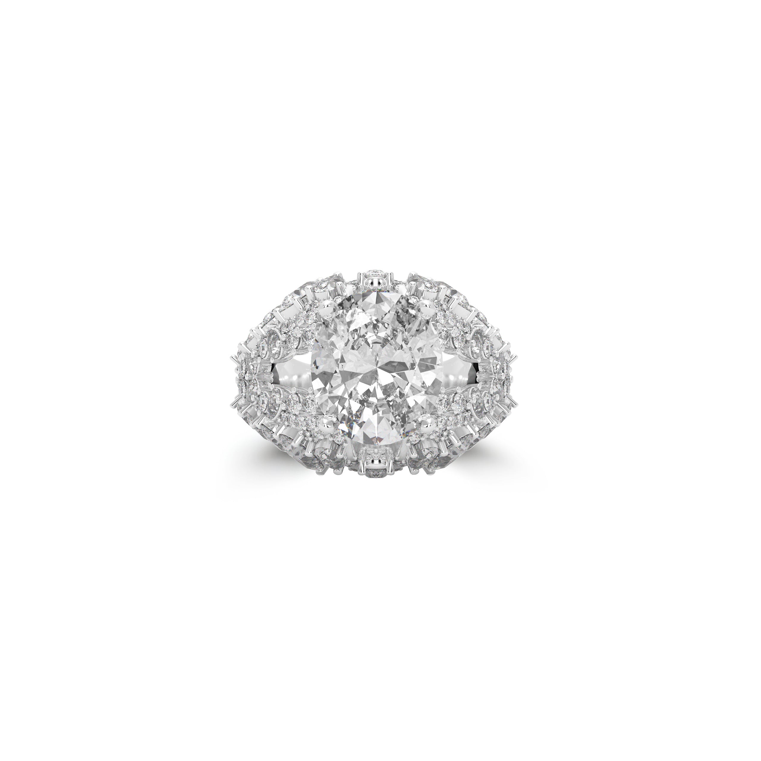 Oval Cut Diamond and Multi-Shape High Jewellery Ring