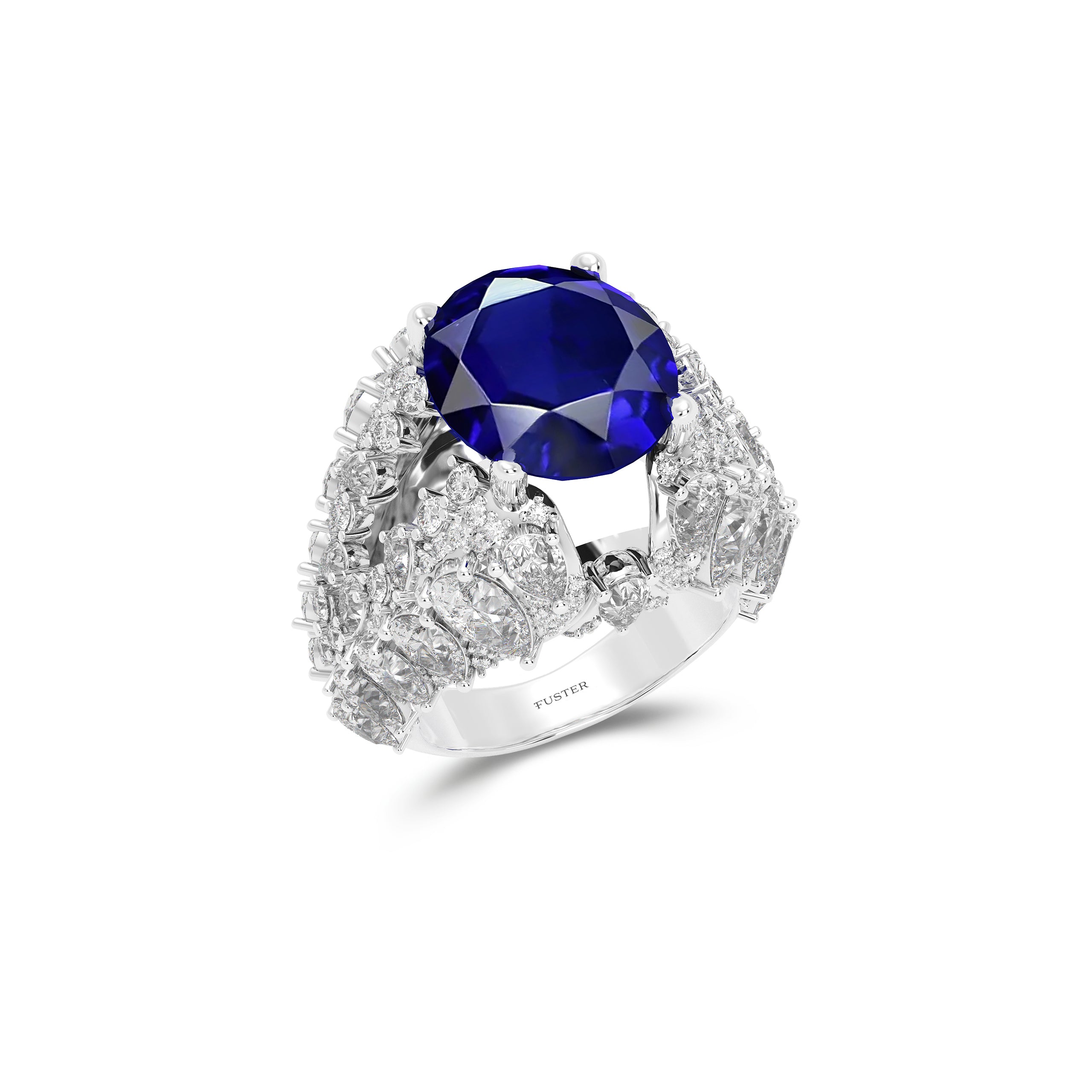 Oval Sapphire and Diamond Multi-Shape  High Jewellery Ring