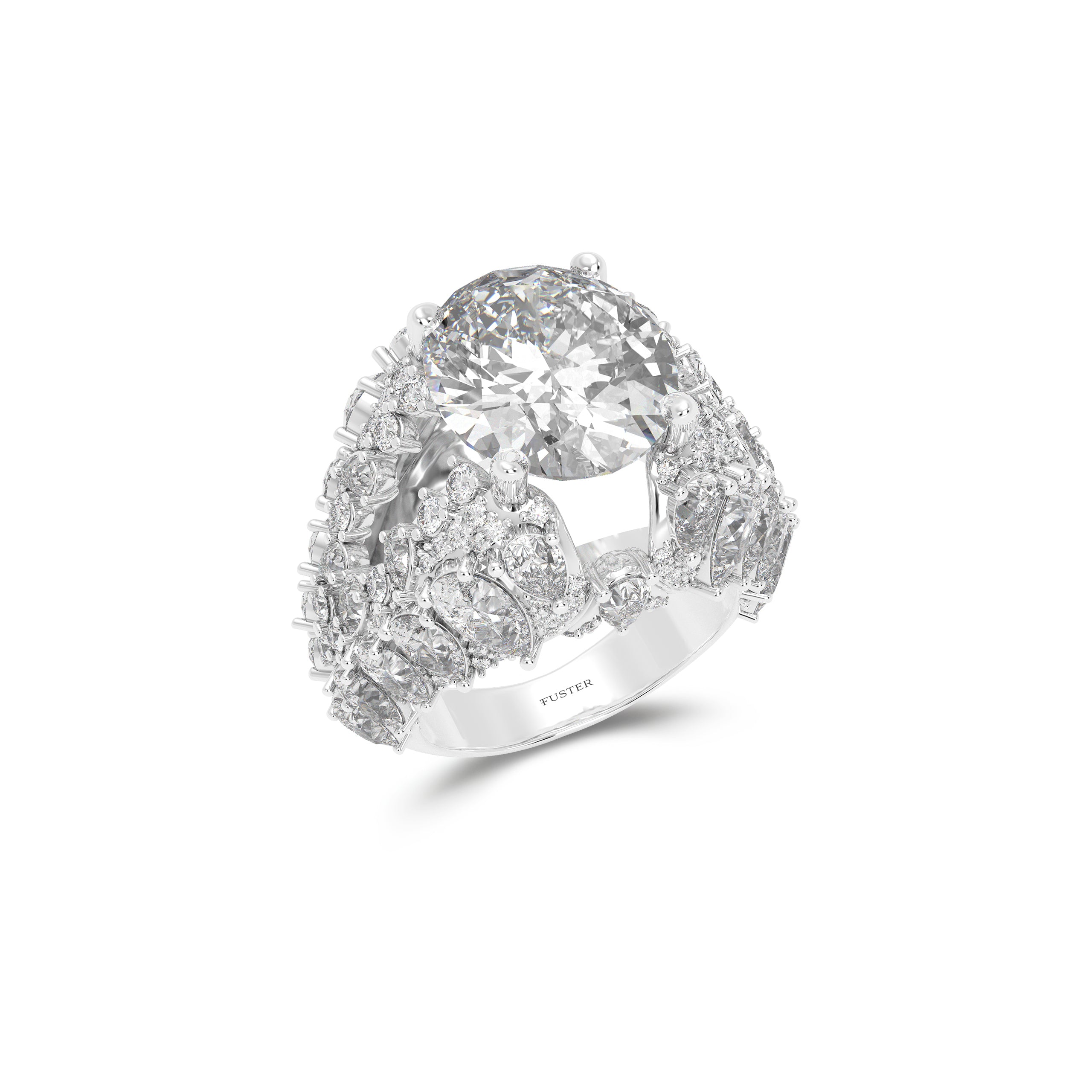Oval Cut Diamond and Multi-Shape High Jewellery Ring