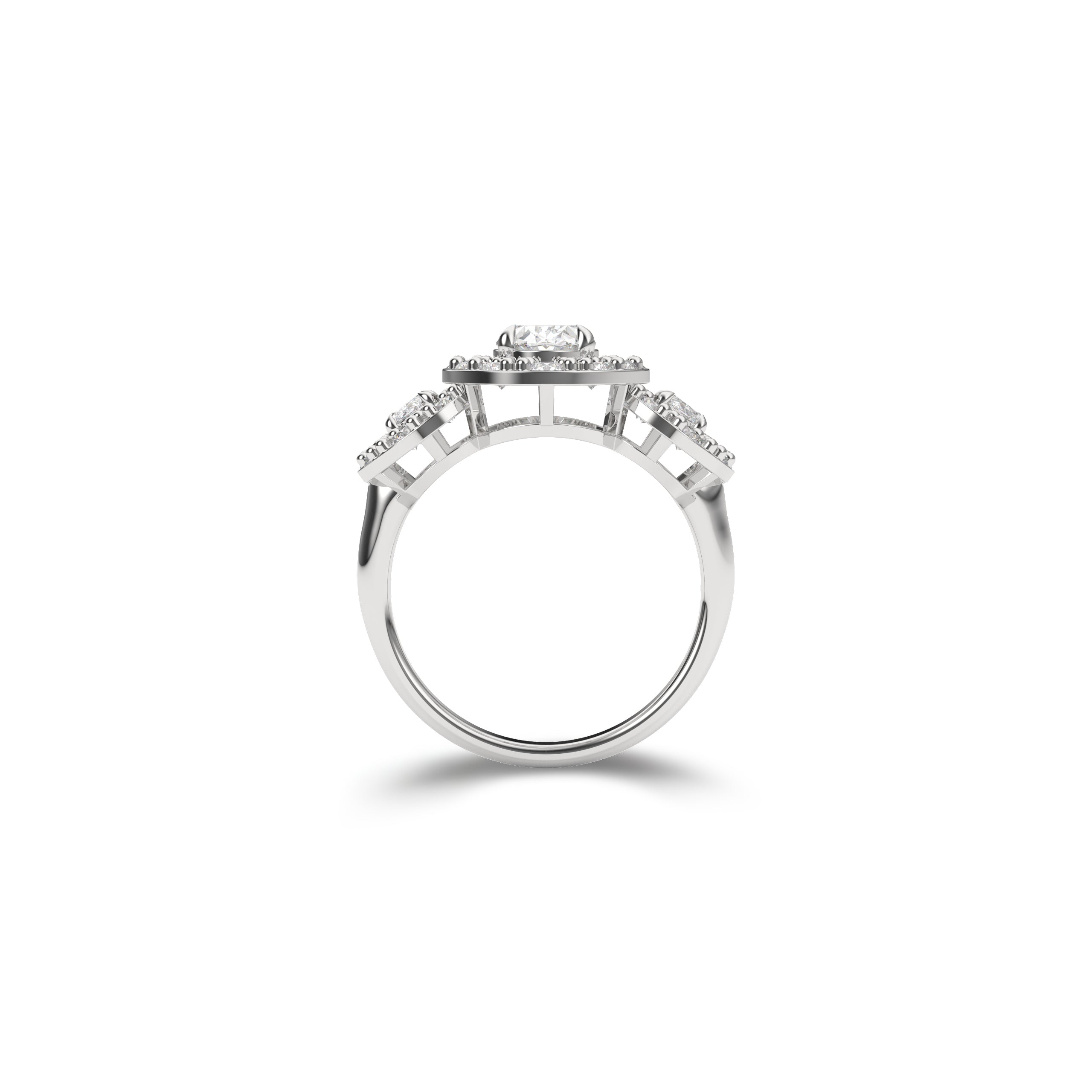 Verlobungsring mit birnenförmigem Kissenschliff-Diamant