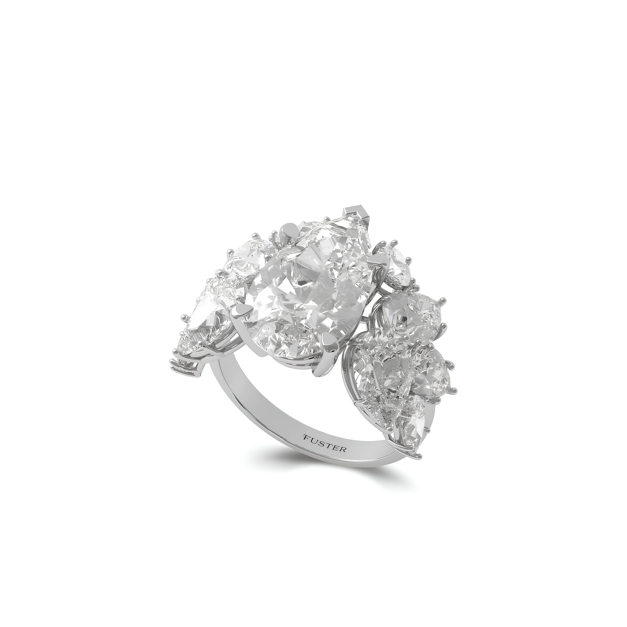 Anillo de alta joyería con diamantes Knott 