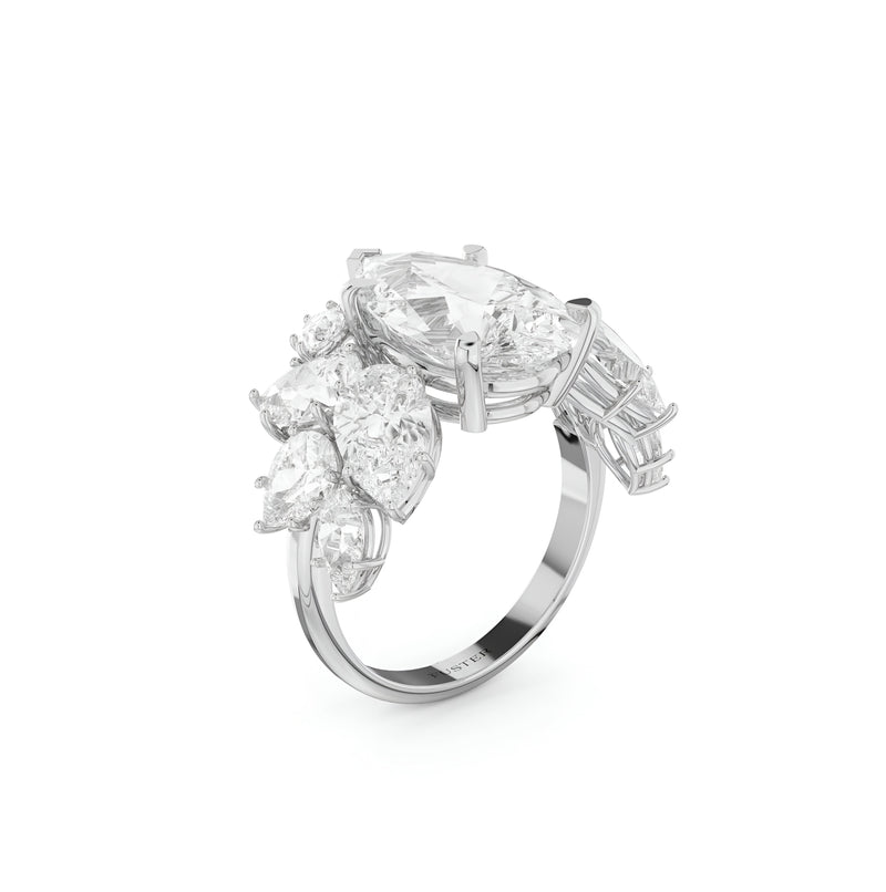 Anillo de alta joyería con diamantes Knott 