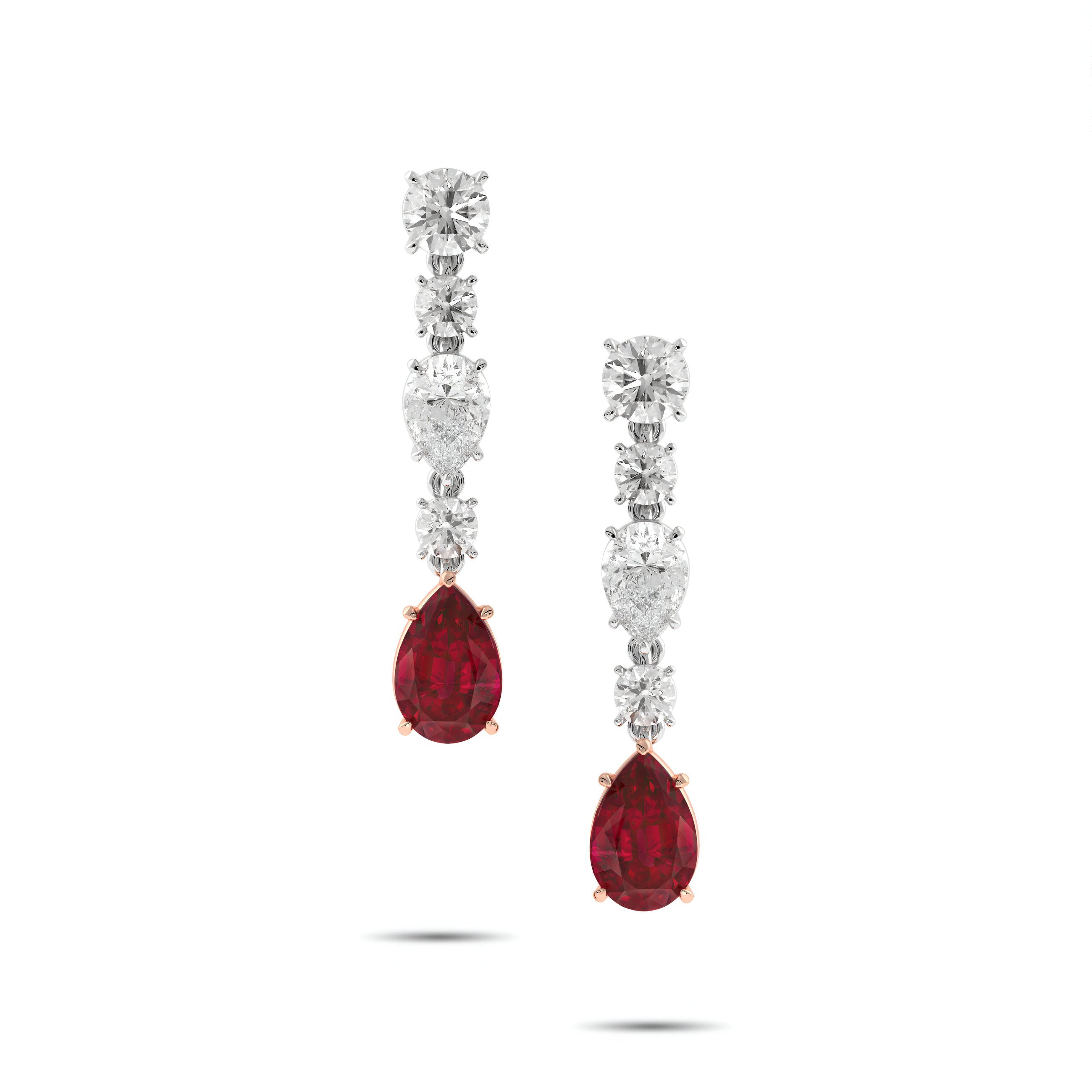 Diamond and Ruby Drop Earrings