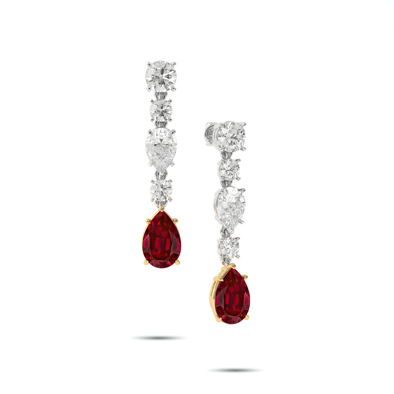 Diamond and Ruby Drop Earrings