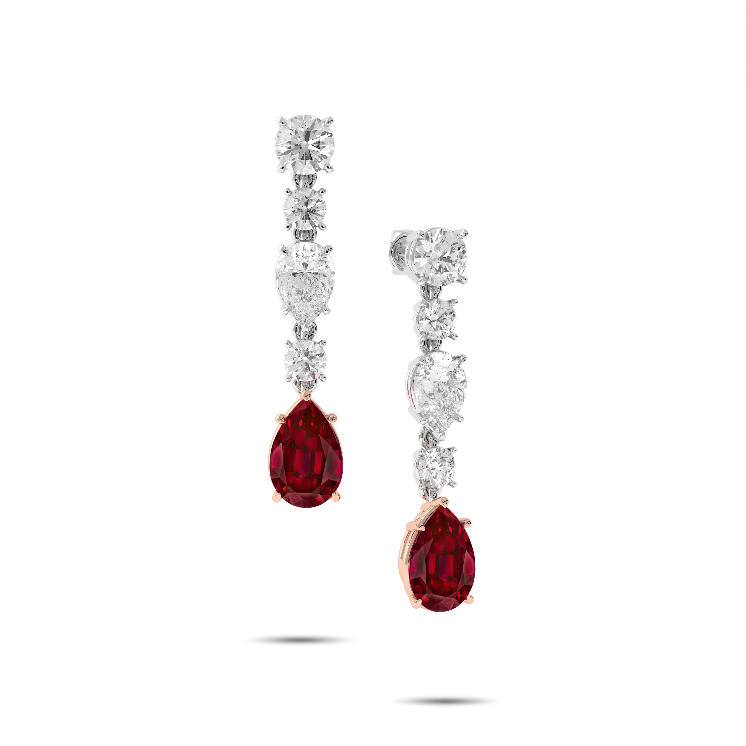 Diamond and Ruby Drop Earrings