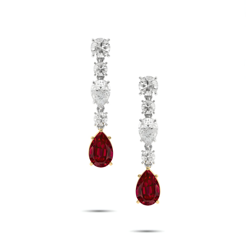 Diamond and Ruby Drop Earrings