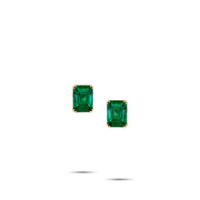 Emerald-Cut Emerald Diamond Ear-studs