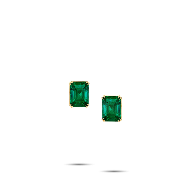 Emerald-Cut Emerald Diamond Ear-studs