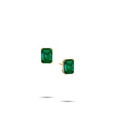 Emerald-Cut Emerald Diamond Ear-studs