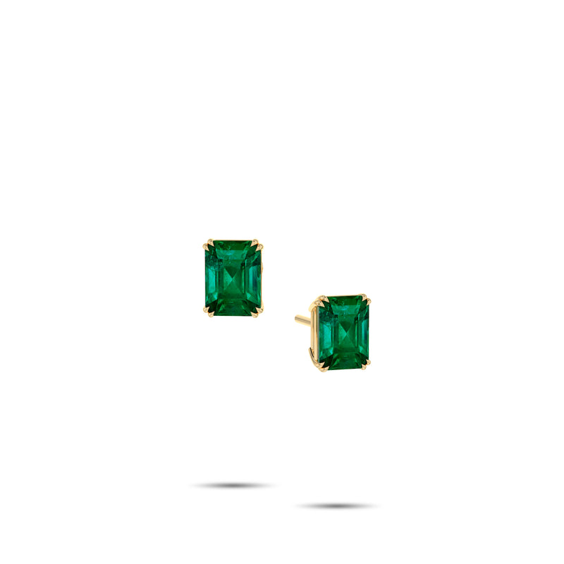 Emerald-Cut Emerald Diamond Ear-studs