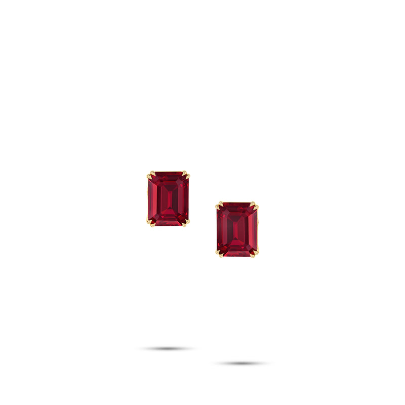 Emerald-Cut Ruby Ear-studs
