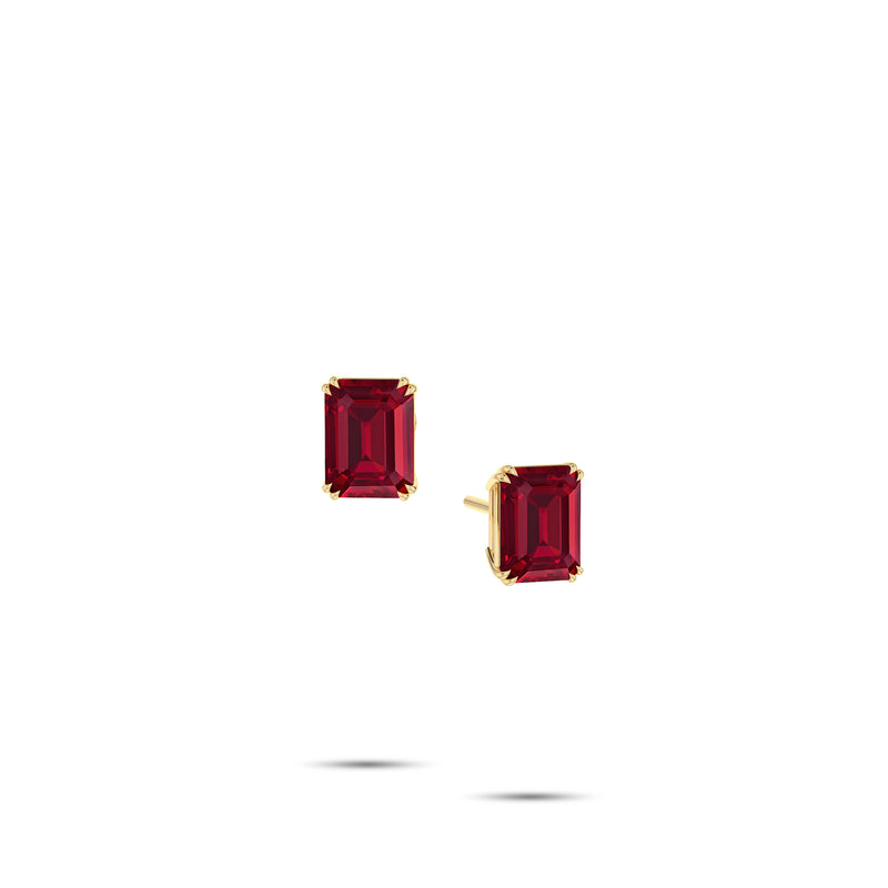 Emerald-Cut Ruby Ear-studs