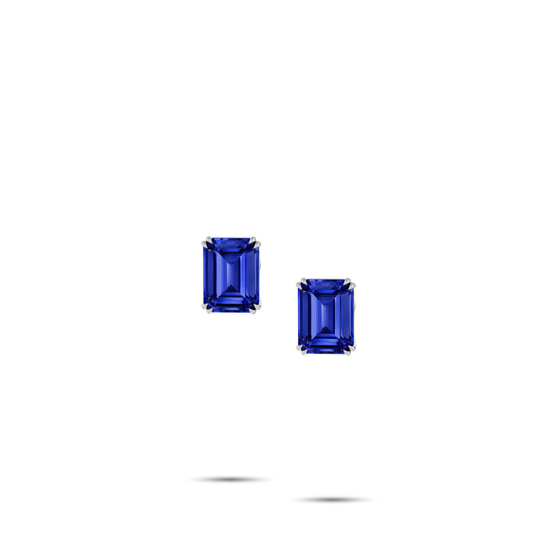 Emerald-Cut Sapphire Ear-studs