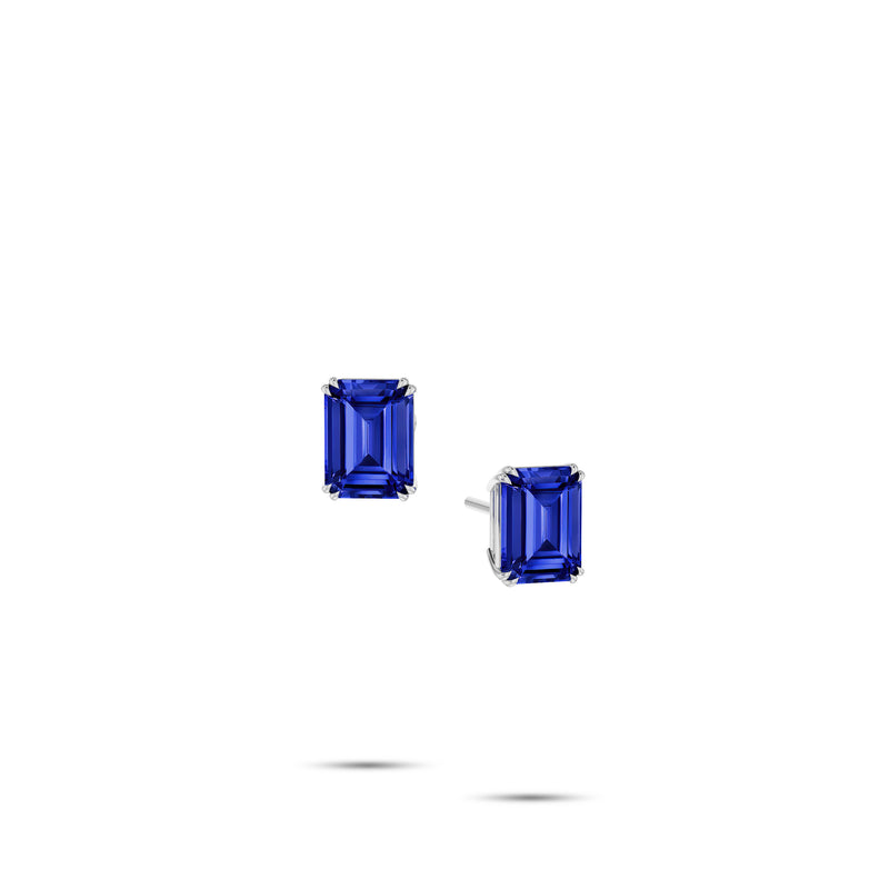 Emerald-Cut Sapphire Ear-studs