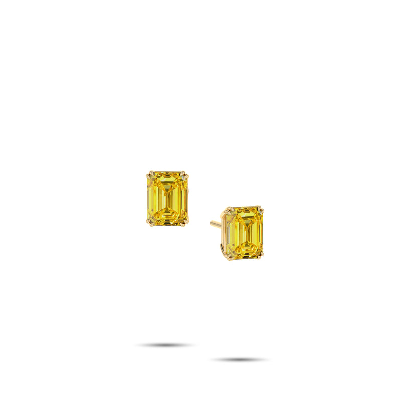 Emerald-Cut Yellow Diamond Ear-studs