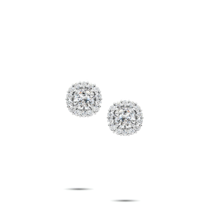 Clous d'oreilles en diamant taille coussin