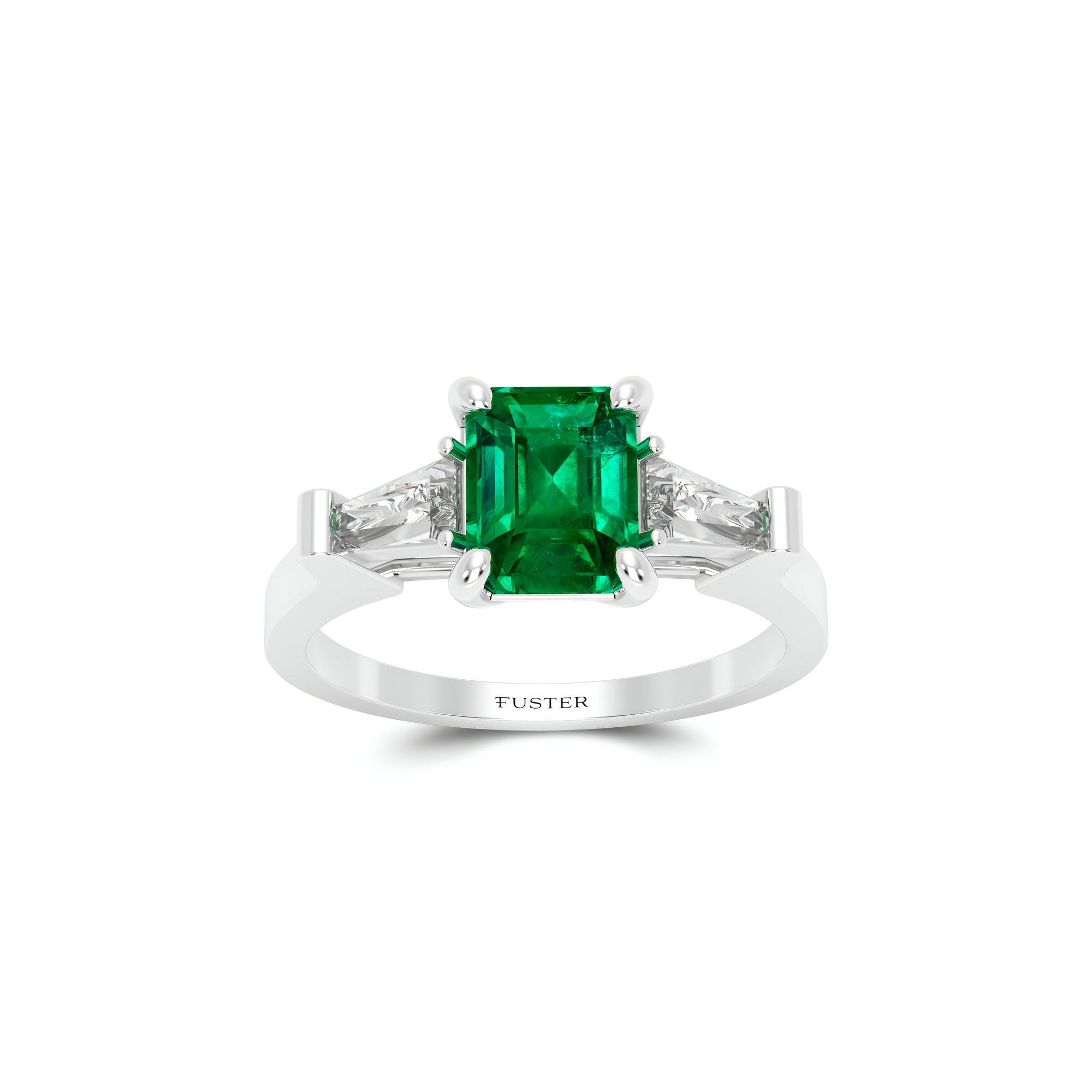 Promise Emerald Cut Emerald and Diamond Engagement Ring