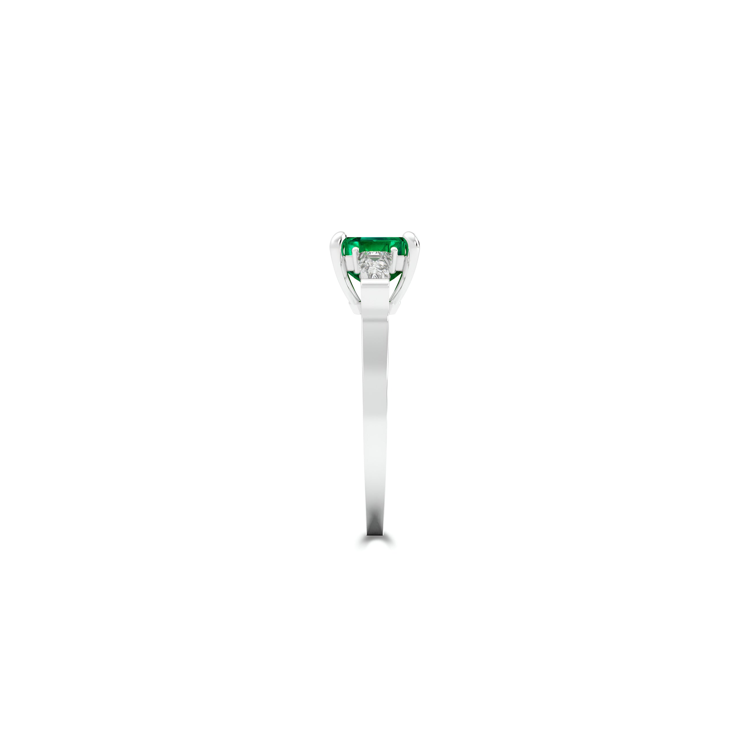 Promise Emerald Cut Emerald and Diamond Engagement Ring