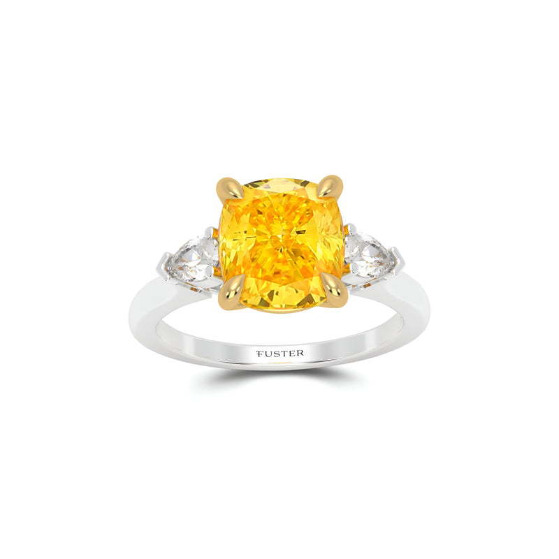 Promise Yellow Cushion-Cut and Diamond  Engagement Ring