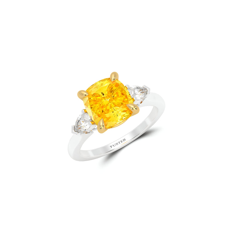 Promise Yellow Cushion-Cut and Diamond  Engagement Ring