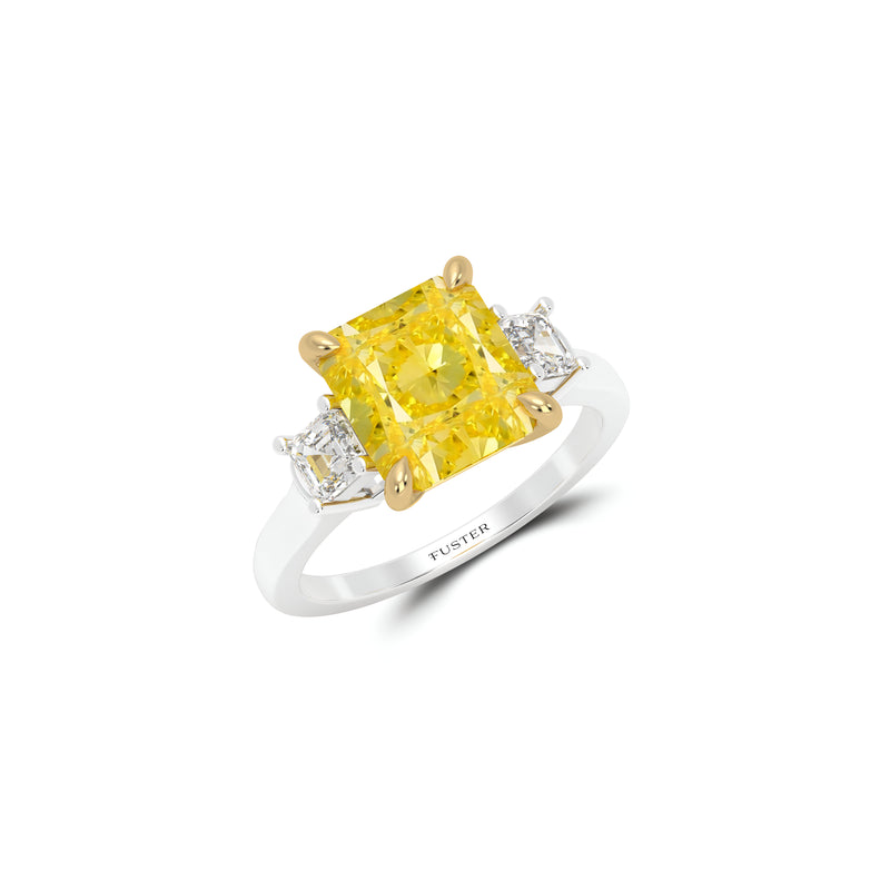 Promise Emerald Square Cut and Diamond  Engagement Ring