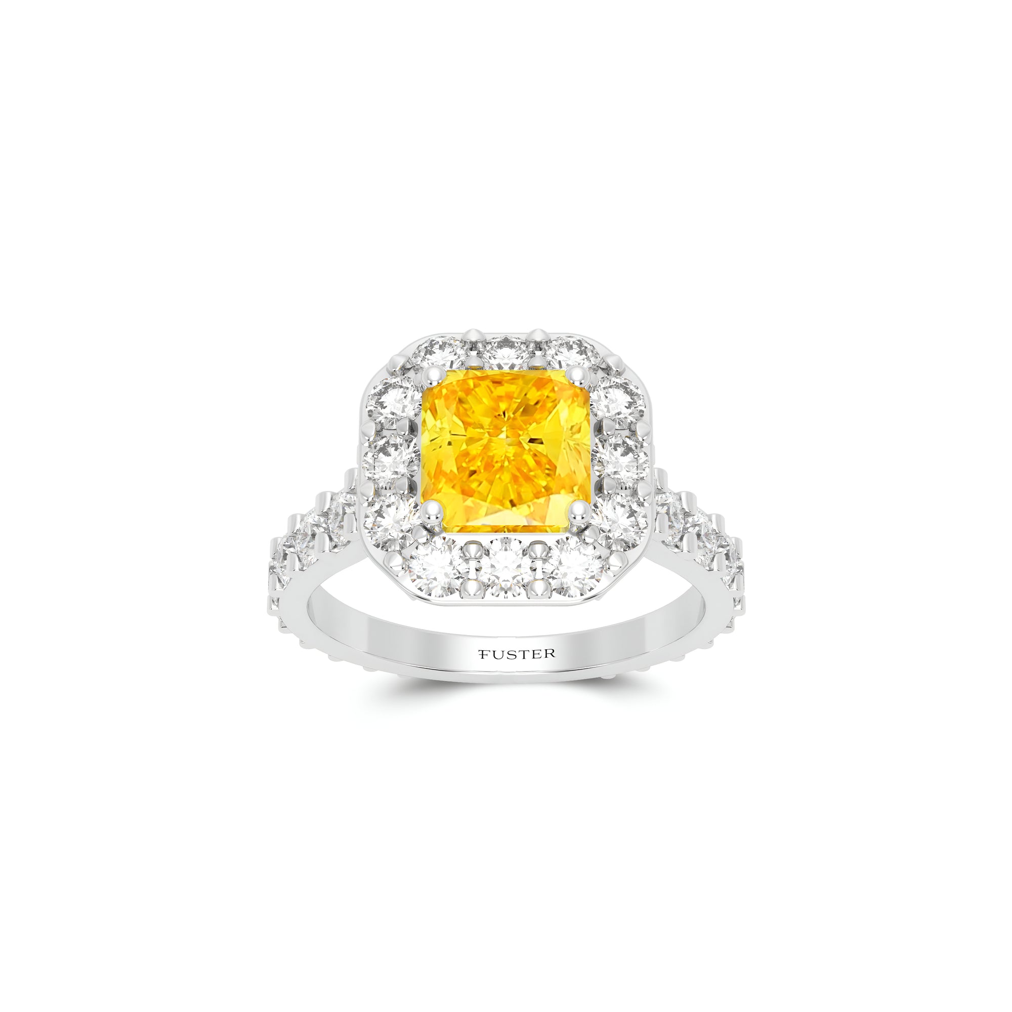 Icon Radiant Cut Yellow and White Diamond Engagement Ring