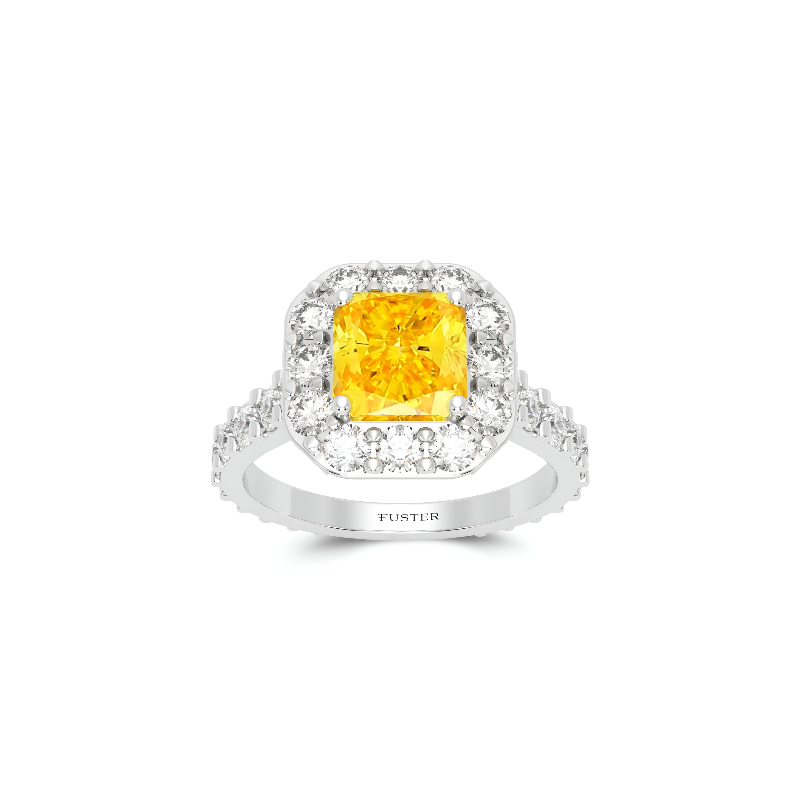 Icon Radiant Cut Yellow and White Diamond Engagement Ring