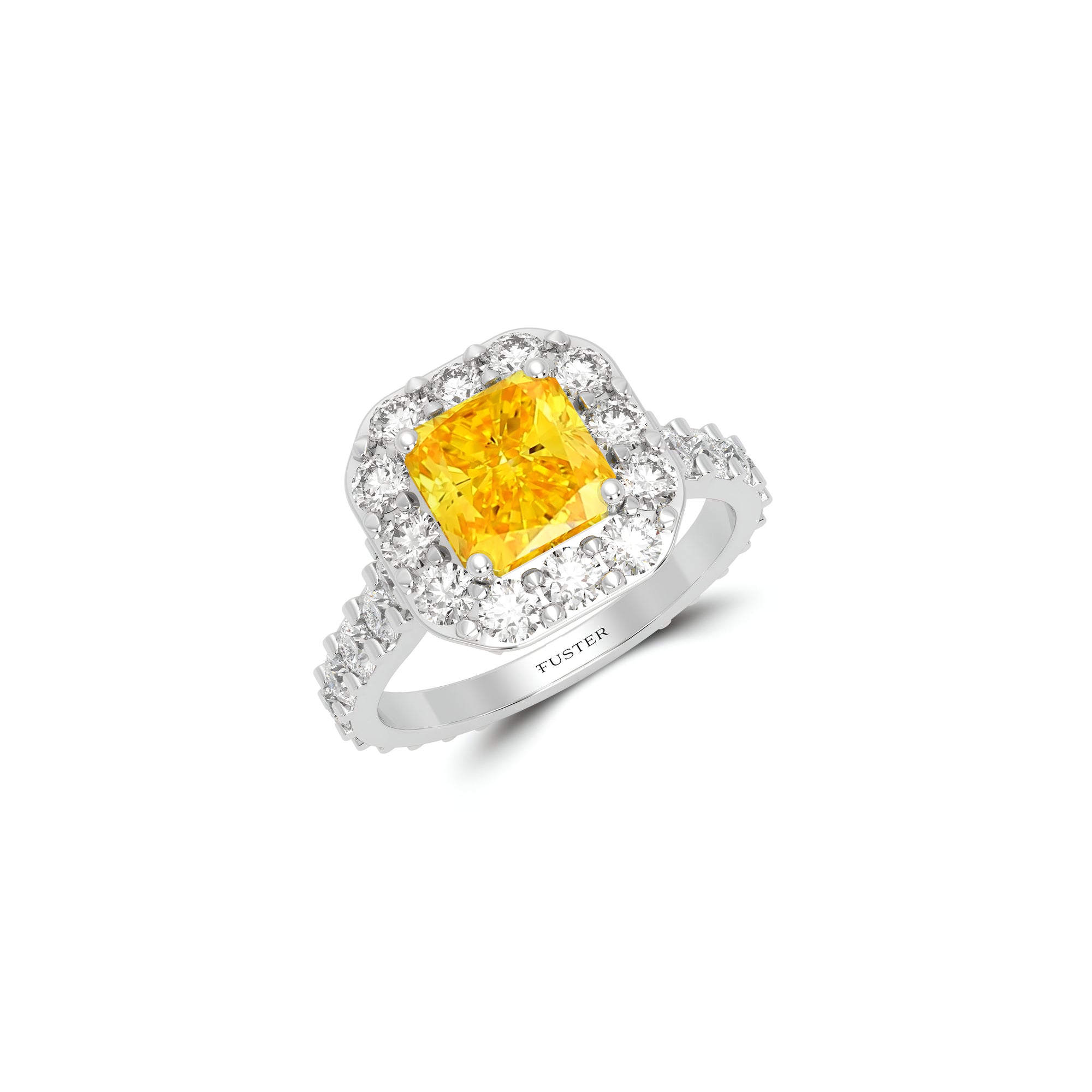 Icon Radiant Cut Yellow and White Diamond Engagement Ring